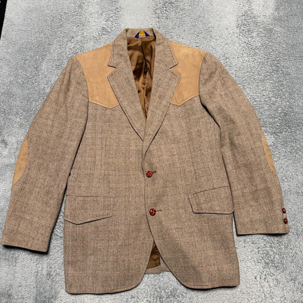 Vintage Pendleton Western Wear Wool Blazer Suede Elbow Shoulder Patches Size 42